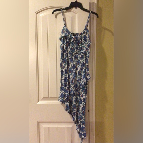 🆕ANGIE BLUE ASYMMETRICAL RUFFLED SUNDRESS (Sz S & M) - Picture 4 of 9